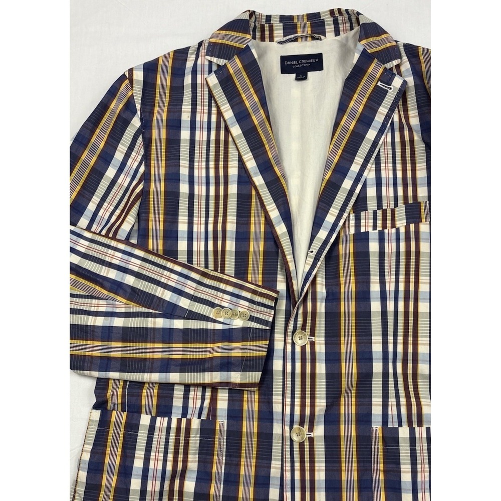 VTG Cremieux Cotton Unstructured Semi-Lined Blazer Patch Pockets Multicolor Sz L